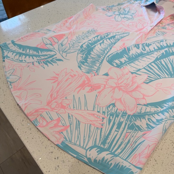 Sunday Swagger Tropical Golf Polo Sleeveless Tank Blue Pink White Size Large - Picture 3 of 9